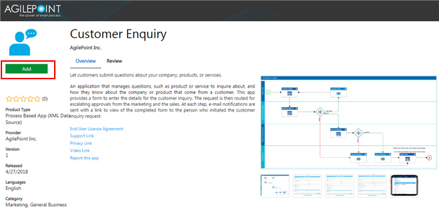 Customer Enquiry screen