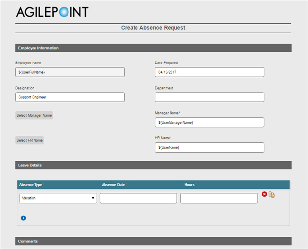 eForm process instance