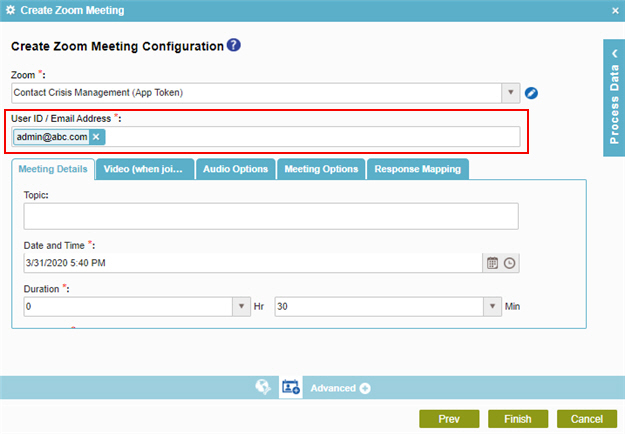 Create Zoom Meeting Configuration