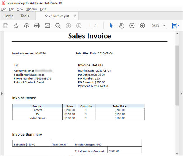 Sales Invoive Finance Manager Approval eForm