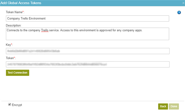 Trello Access Token Configuration screen