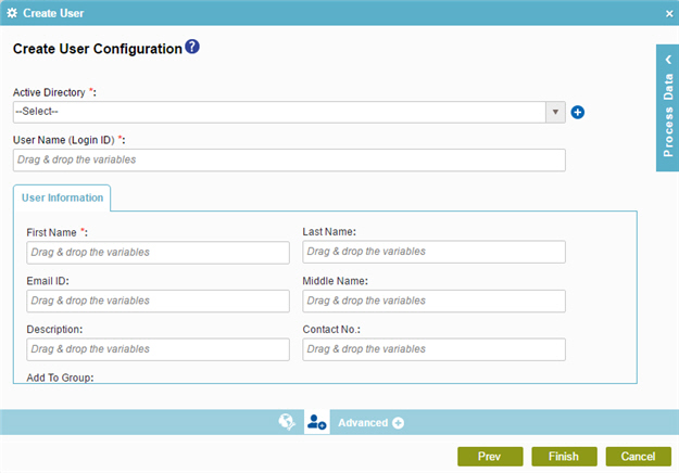 Create User Configuration screen