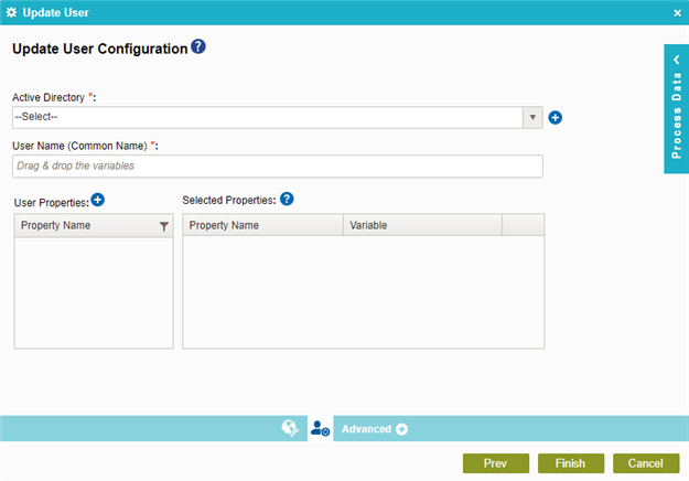 Update User Configuration screen