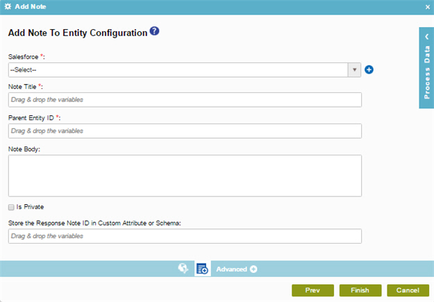 Add Note to Entity Configuration screen