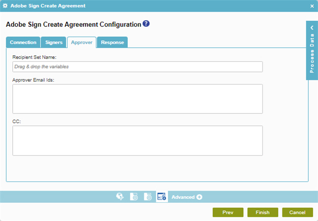 Adobe Sign Create Agreement Configuration Approver tab