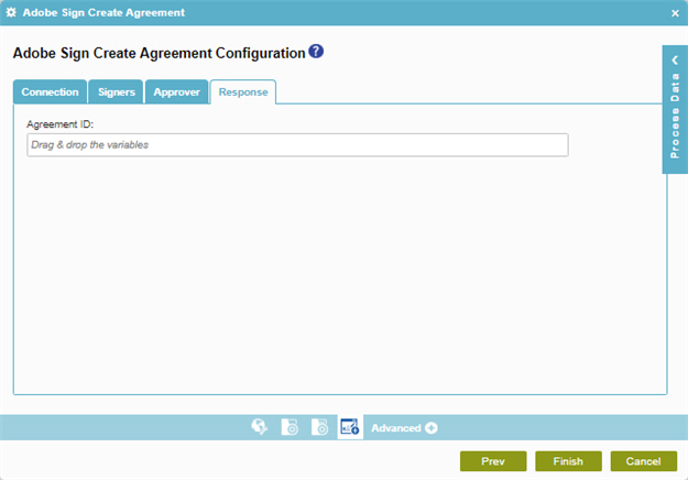 Adobe Sign Create Agreement Configuration Response tab