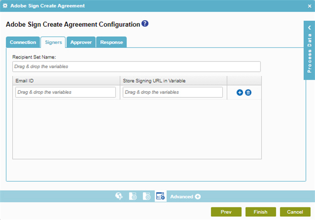 Adobe Sign Create Agreement Configuration Signers tab