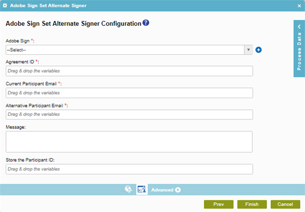 Adobe Sign Set Alternate Signer Configuration screen