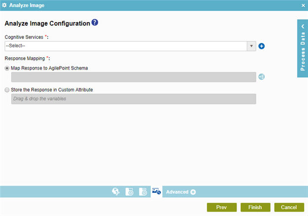 Analyze Image Configuration screen