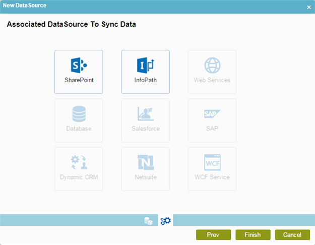 Associated Data Source To Sync Data screen