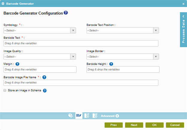 Barcode Generator Configuration screen