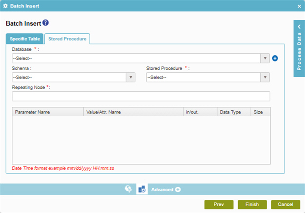 Batch Insert Stored Procedure tab