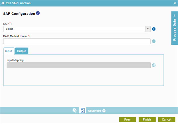 SAP Configuration Input tab