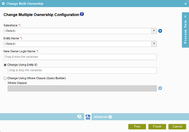 Change Multiple Ownership Configuration screen