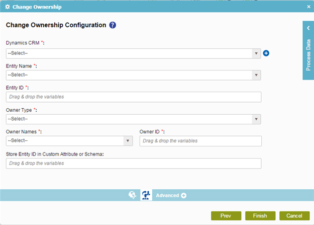 Change Ownership Configuration screen