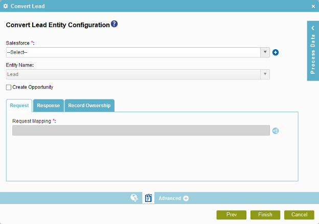 Convert Lead Entity Configuration screen