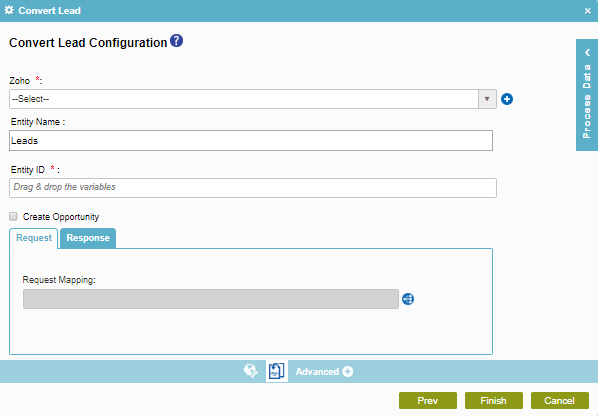 Convert Lead Configuration screen