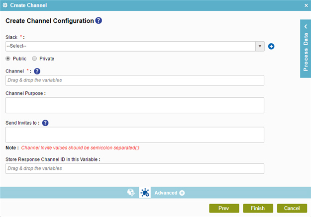 Create Channel Configuration screen