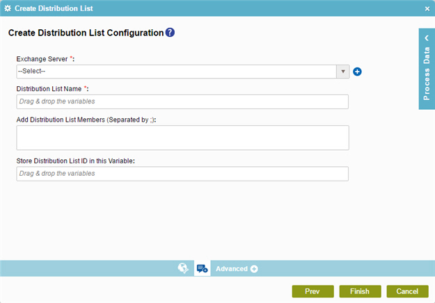 Create Distribution List Configuration screen