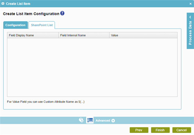 Create List Item Configuration SharePoint List tab