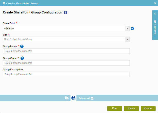 Create SharePoint Group Configuration screen