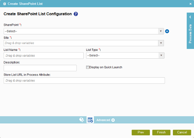 Create SharePoint List Configuration screen