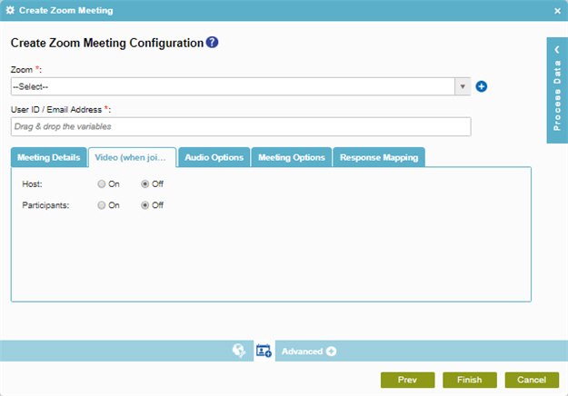 Create Zoom Meeting Configuration Video when joining a meeting tab