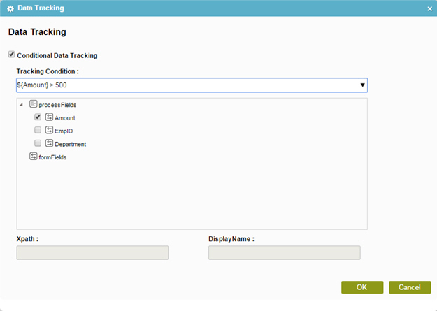 Data Tracking screen