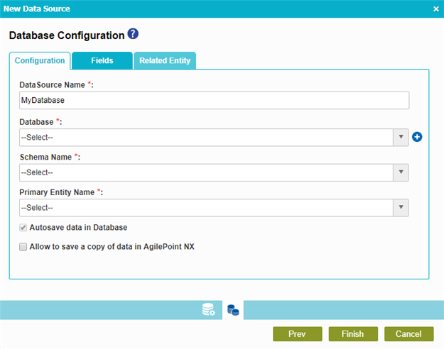 Database Configuration screen