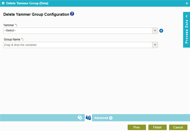 Delete Yammer Group Configuration screen
