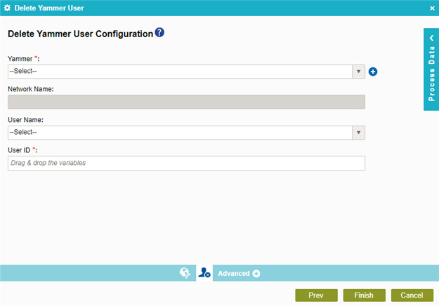 Delete Yammer User Configuration screen