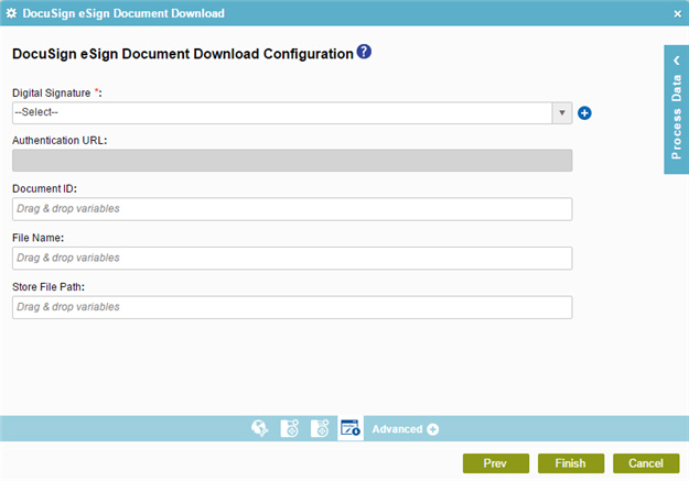 DocuSign eSign Document Download Configuration screen