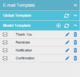 E-mail Template screen