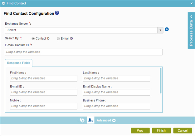 Find Contact Configuration screen