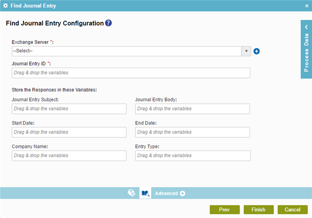 Find Journal Entry Configuration screen