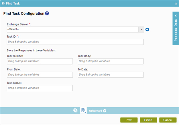 Find Task Configuration screen