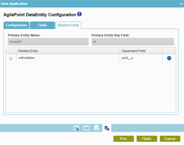 AgilePoint Data Entity Configuration Related Entity tab