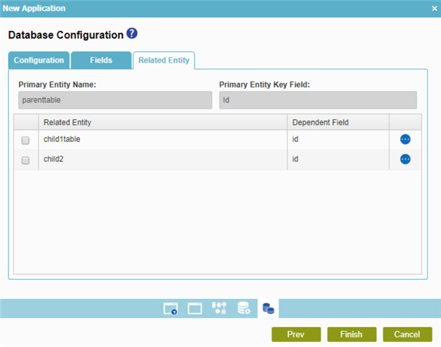 Database Configuration Related Entity tab