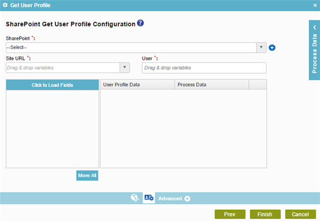 SharePoint Get User Profile Configuration screen