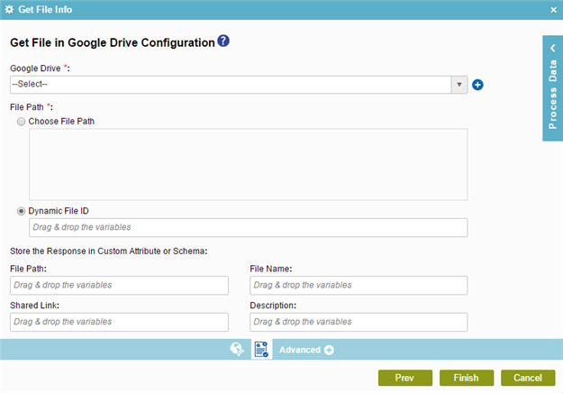 Get File in Google Drive Configuration screen