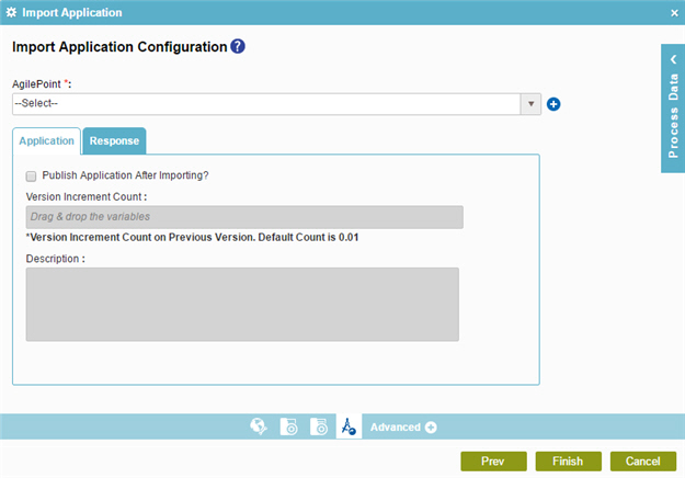 Import Application Configuration Application tab