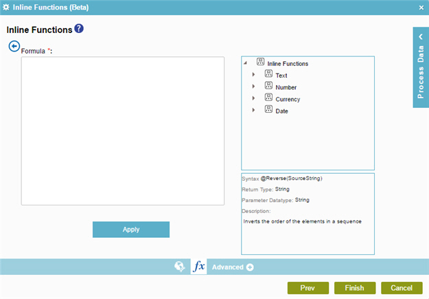 Inline Functions screen