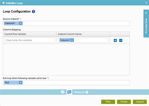 Loop Configuration screen