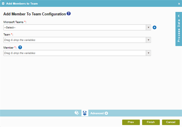 Add Members To Team Configuration screen