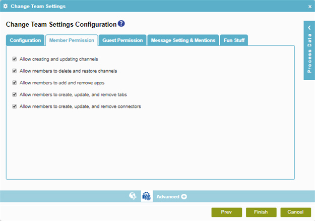 Change Team Settings Configuration Member Permission tab