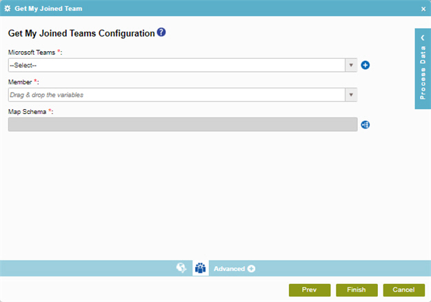 Get My Joined Teams Configuration screen