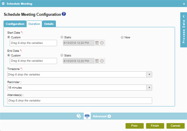 Schedule Meeting Configuration Duration tab