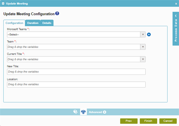 Update Meeting Configuration Configuration tab