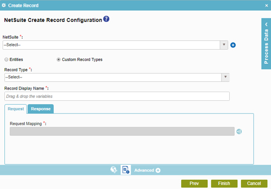 NetSuite Create Record Configuration Response tab