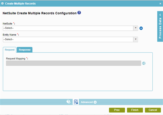 NetSuite Create Multiple Records Configuration Request tab